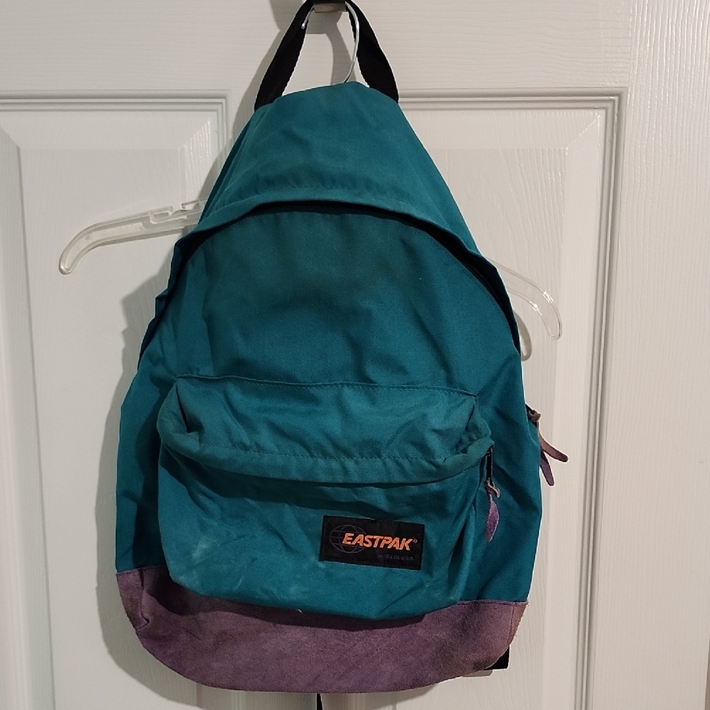 Vintage Early 90s Eastpak Teal and Purple Backpack